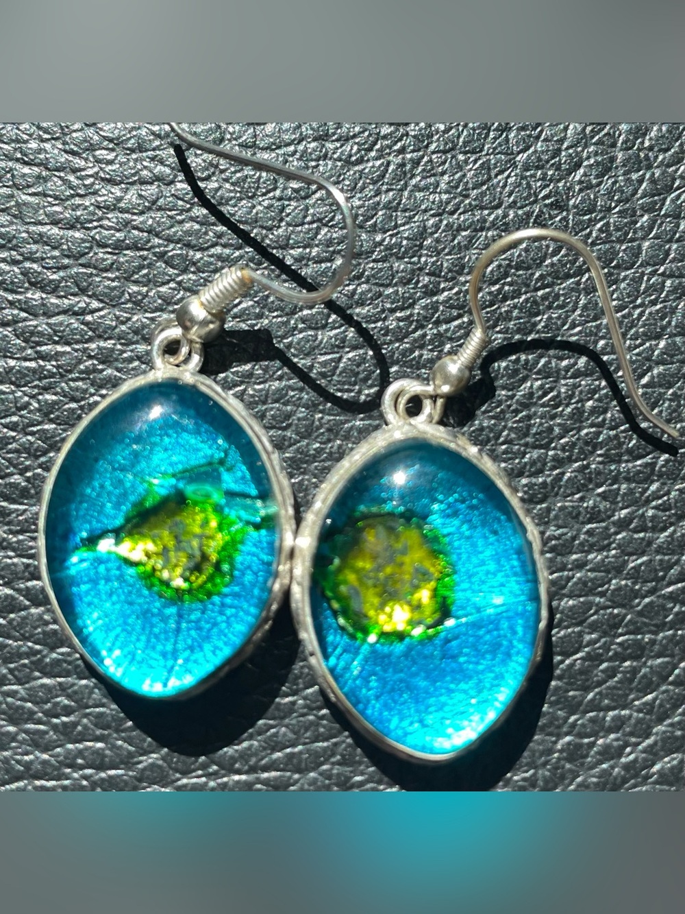 Dichroic Glass and Sterling Silver Earrings